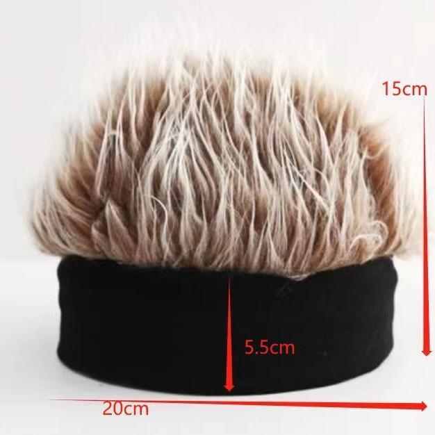 Autumn And Winter Integrated Wig Hat Male Landlord Hat Plush Retro Street Spoof Brimeless Hipster Knitted Trendy Brand