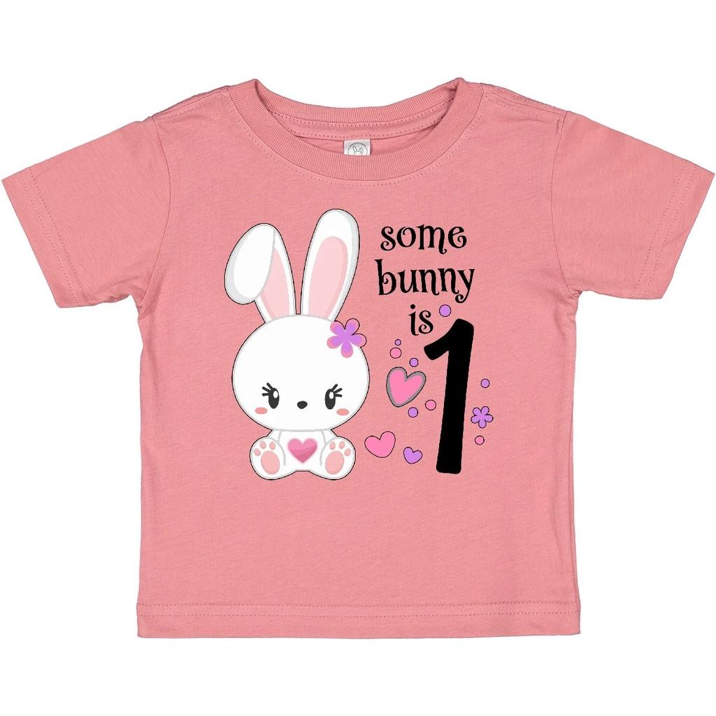 Inktastic Somebunny Is One- First Birthday Bunny Baby T-Shirt Birthdays 1 Pink