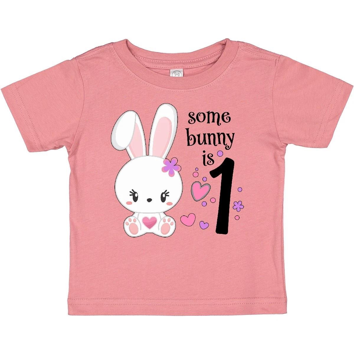 Inktastic Somebunny Is One- First Birthday Bunny Baby T-Shirt Birthdays 1 Pink 100