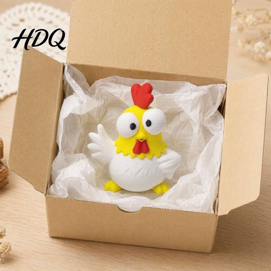 Desktop Stress Reliever 3D Printed Cartoon Rooster Figurine Mini Big-Eyed Cute Animal