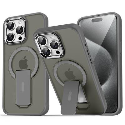 Luxe MagSafe opvouwbare standaard magnetische telefoonhoes voor iPhone 16 15 14 Plus 13 12 11 Pro Max matte doorschijnende achterkant