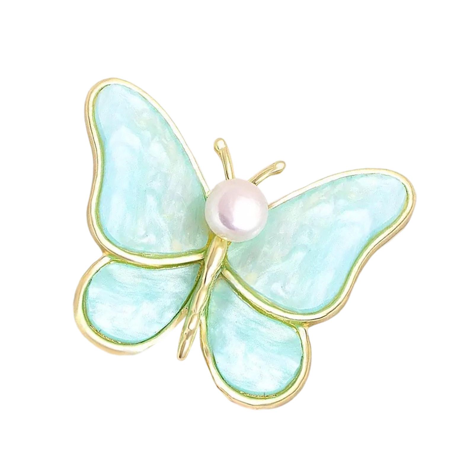 

Butterfly Brooch Pearls Shell Accent Secure Lock Closure Portable Designs for Elegant Occasions светло-синий
