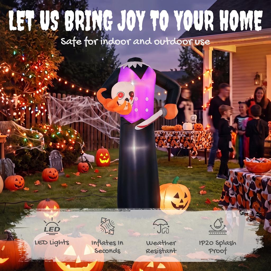 6 Ft Halloween Inflatable Headless Skeleton Blow Up Halloween Skeleton Decoration With Led Lights For Indoor Outdoor