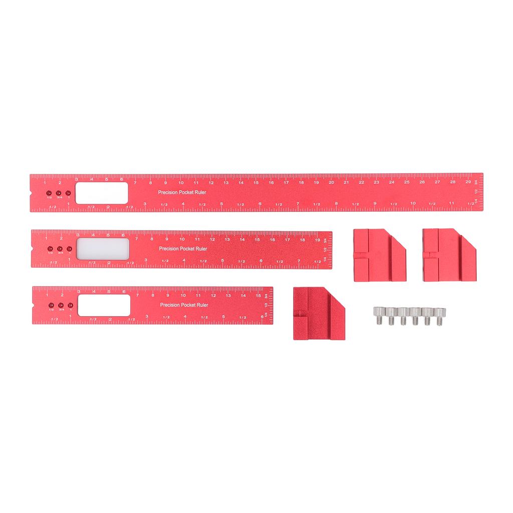 3PCS Woodworking Ruler Adjustable Slider Angle Gauge Aluminum Pocket Ruler for Marking Locating
