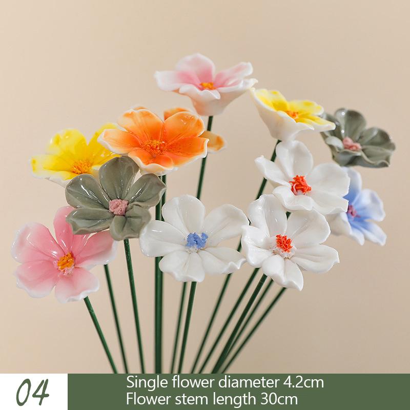 5X Artificial Flower Ceramic Handmade Fake Flower Creative Art Floral Home Decor Party Wedding Garden Decor Valentine's Day Prop