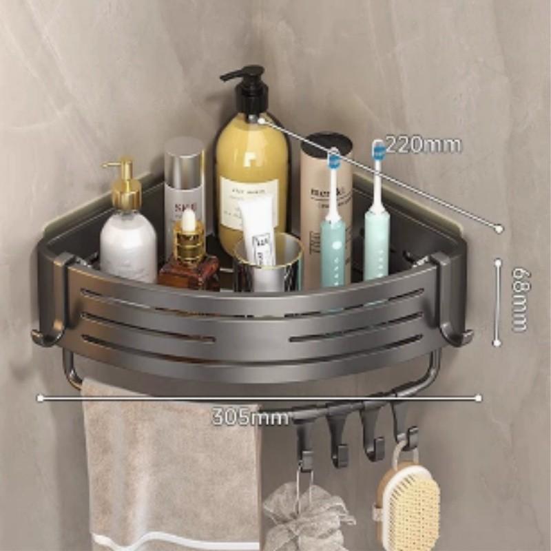 Space Aluminum Corner Shower Shelf With Multilayer Design For Bathroom Storage