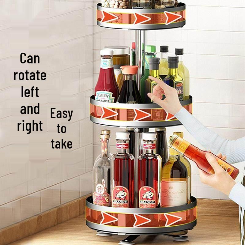 Rotating Kitchen Spice Rack & Multi-layer Storage for Countertop