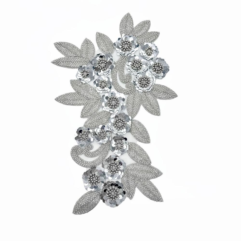 Embroidery Cloth Sticker Sequin Embroidery Patches Decorative Floral Lace Fabrics Applique  Girl