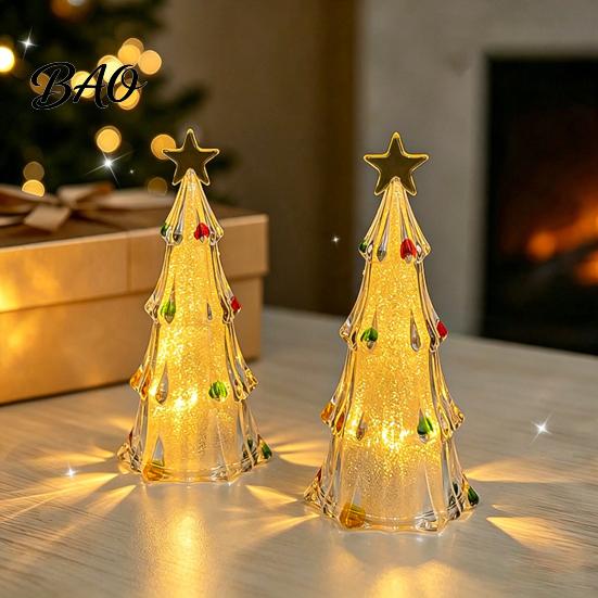 Creative Holiday Present LED Lighted Christmas Tree Tabletop Decoration, Battery Operated Xmas Night Light, Gift for Kids Ornament with Star