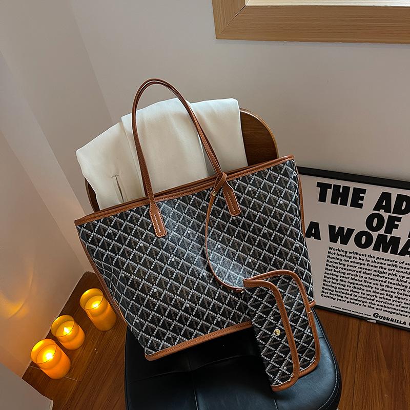 New style fashion dog tooth shopping bag large capacity tote bag shoulder handbag women's bag
