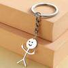 Lustiger Doodle Edelstahl Schlüsselanhänger Mittelfinger Strichmännchen Anhänger Schlüsselring Hip Hop Auto Tasche Schlüsselanhänger Schmuck Paargeschenk