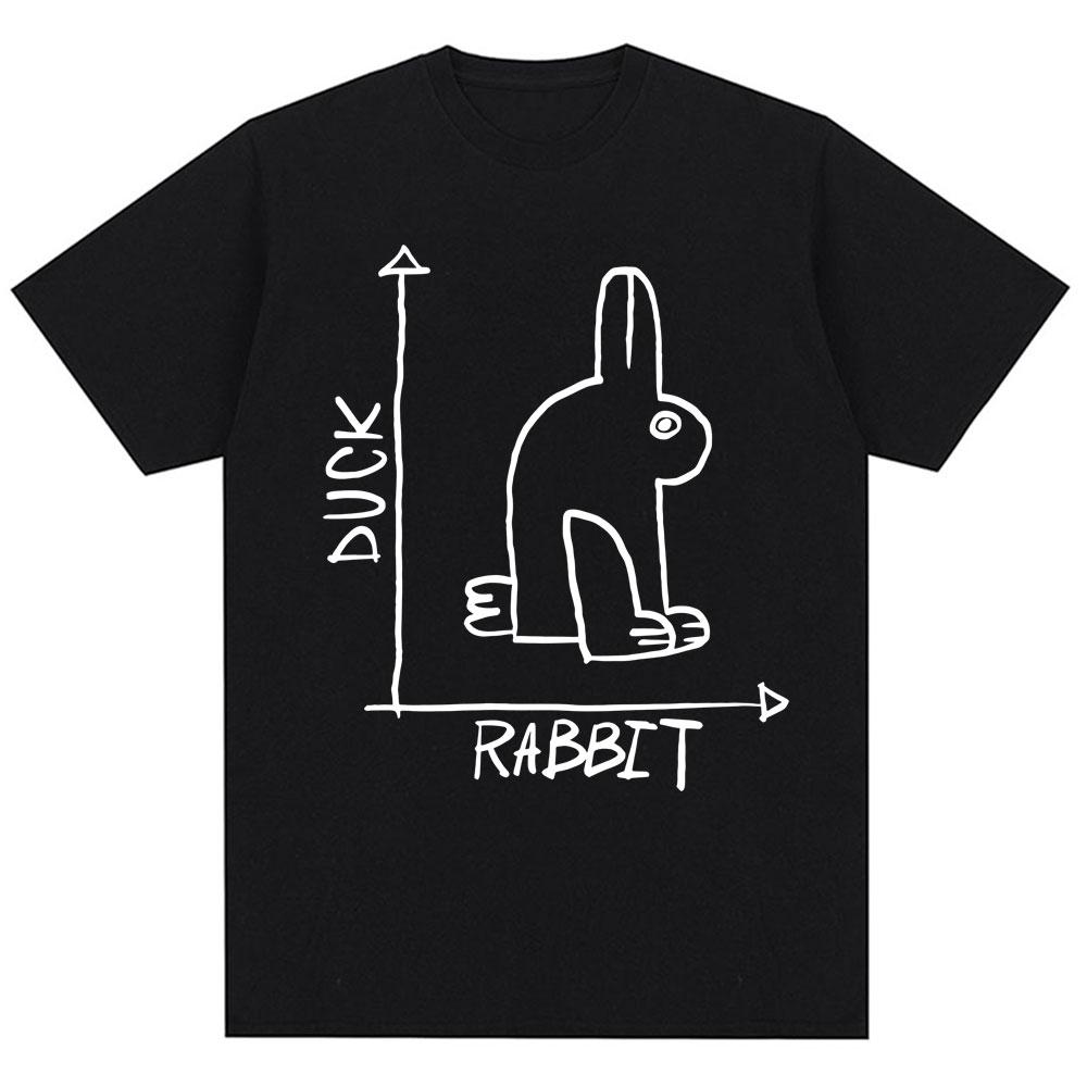 Funny Rabbit Duck Design Meme T Shirt Fashion Men Women Humor Cute Short Sleeve Oversized 100% Cotton Casual T Shirts Streetwear