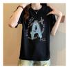 Navava Men AlphabeT Beads Loose FiT ShorT Sleeve KniT T shirT Nk2241