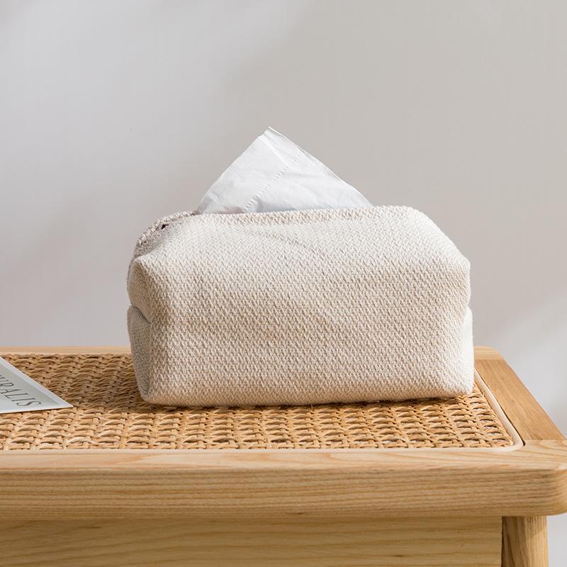 ins Nordic imitation linen tissue box, fabric pumping bag, car household tissue storage box