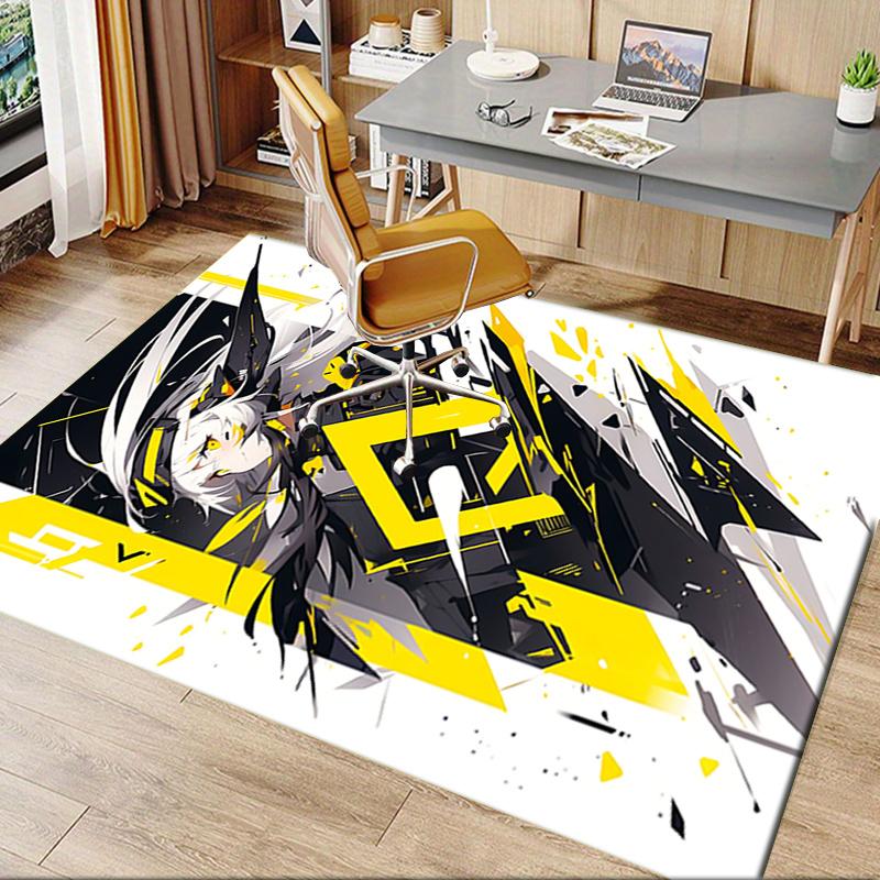 Kalenina Modern Yellow and Black Office Chair Mat for Home Decor, Office Use, Gift Idea - Suitable for Bedroom, Living Room, Various Rooms.1