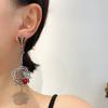 Orecchini Ragnatela Nera Tessuta Creativi con Diamanti Incastonati Orecchini Lunghi di Alta Gamma Moda Orecchini Esuberanti Dark da Donna