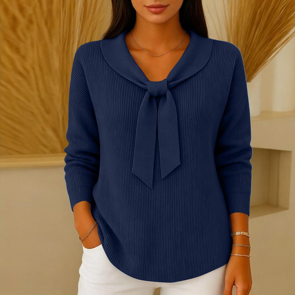 Women's Color Long Sleeve Sweater with Detail for Fall and Winter
