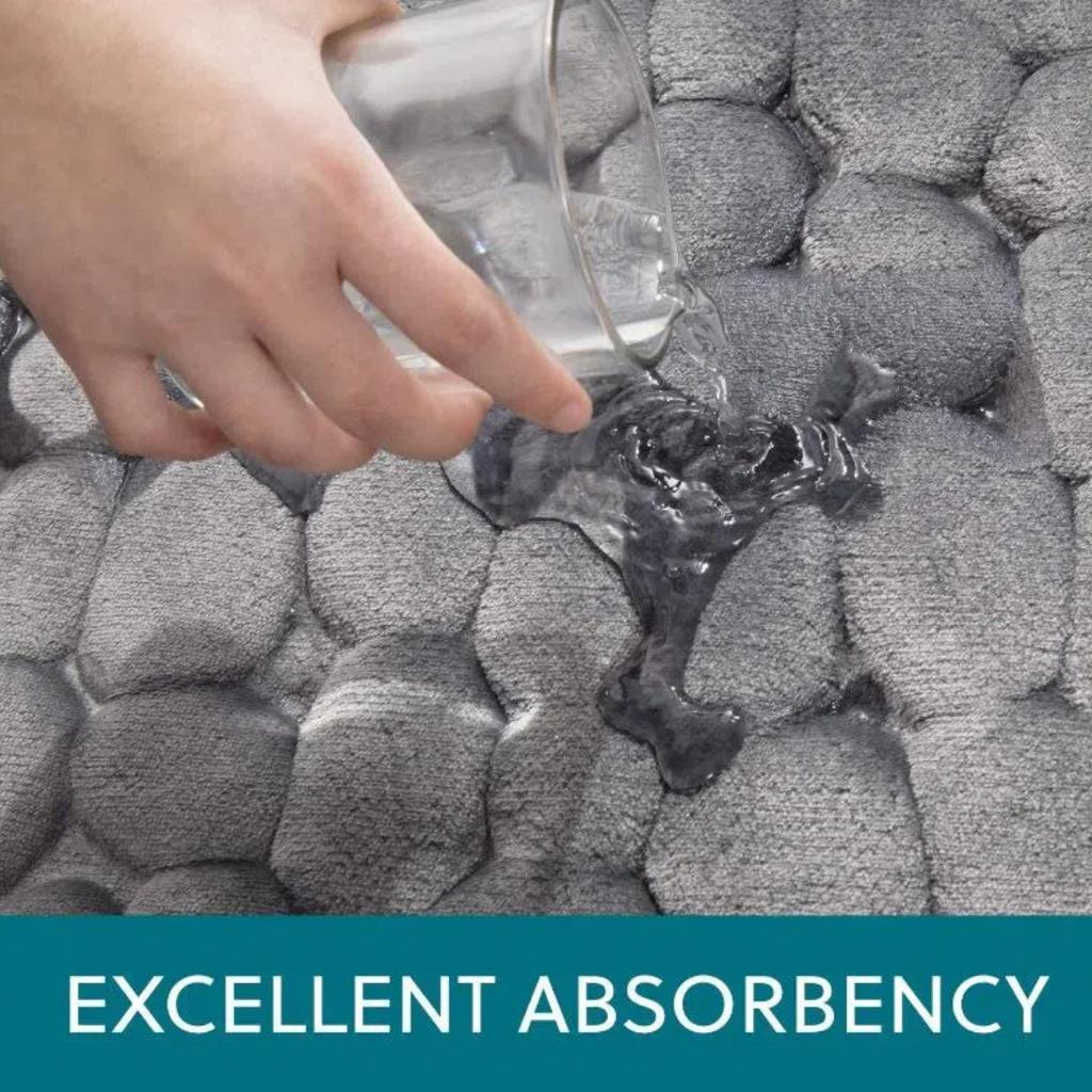 Korallensamt-Stein-bedruckte einfarbige Fußmatte, wasserabsorbierende Fußmatte für Badezimmer, Eingangsbereich, Balkon, Bodenmatte