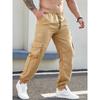 Men's Khaki Cargo Jogger Pants With Zipper Pockets