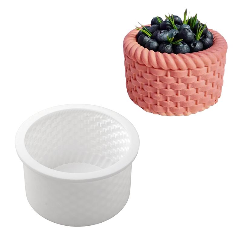 4 Inch Round Rotating Heart Flower Basket Coil Texture Design French Mousse Cake Mould Silicone Cake Mold Kitchen Bakeware