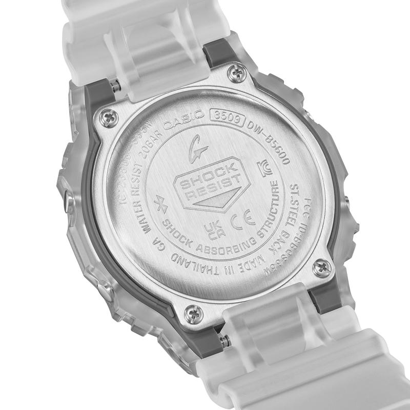 Casio retro classic small square waterproof quartz movement resin strap Japanese and Korean watch men's watch white dial DW-B5600G-7PR