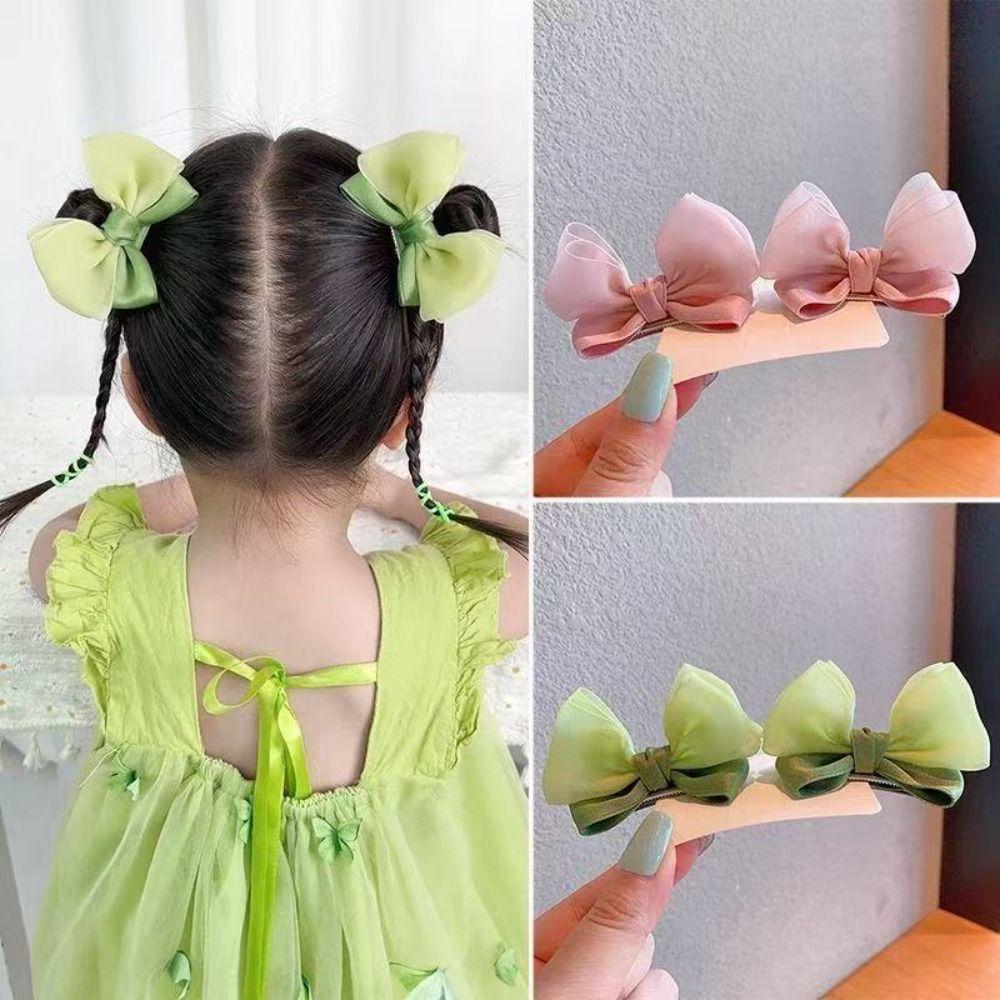 2 PCS Bowknot Bow Hairpins Candy Color Headwear Fashion Hair Accessory  Baby