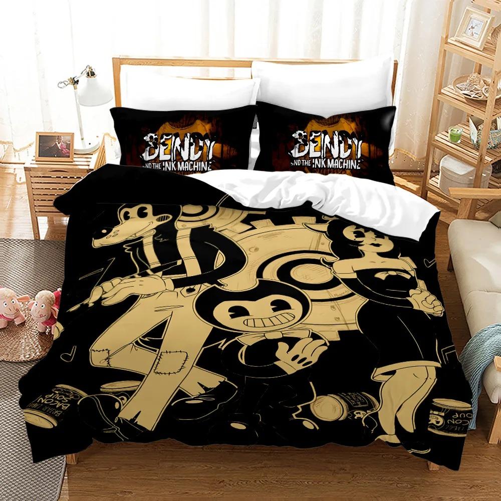 3D Print Anime BENDY Bedding Set Single Twin Full Queen King Size Kawaii BatlM Bed Set Adult Kid Bedroom Duvet Cover Sets