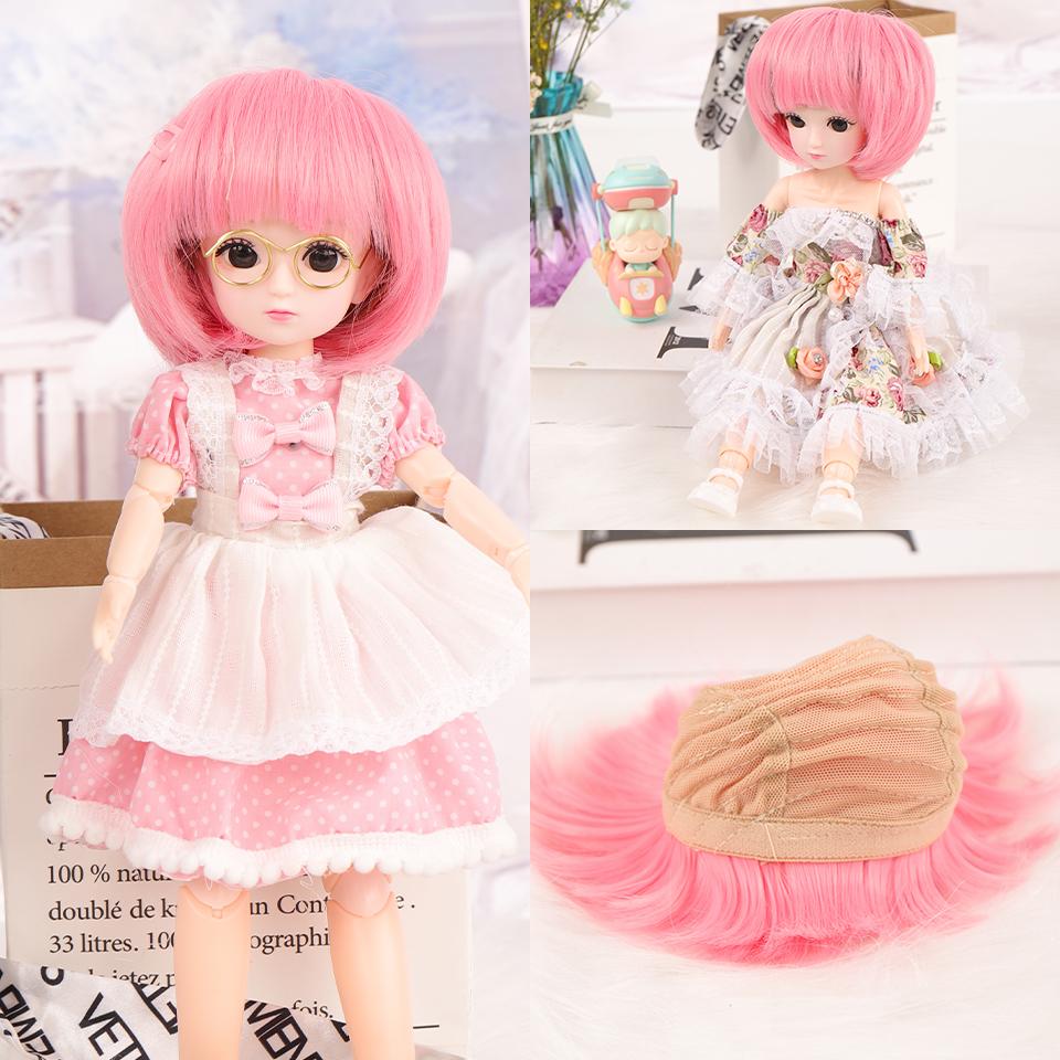 

BUQI 1/3 1/4 BJD Синтетический короткий средний отдел Полоса Bangs Черный золотой парик Кукла Аксессуары для волос DIY Dress Up Toy Аксессуары