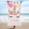 Name Bath Towels Cartoon Unicorn Beach Towel Bathroom Sport Towel for Adult Kids Microfiber Quick Dry Swimming Cover