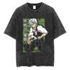 Anime Demon Slayer Rengoku Kyoujurou Print T Shirt Men Women Washed Cotton Tshirts Manga Tee Harajuku Male Casual Loose T-shirt