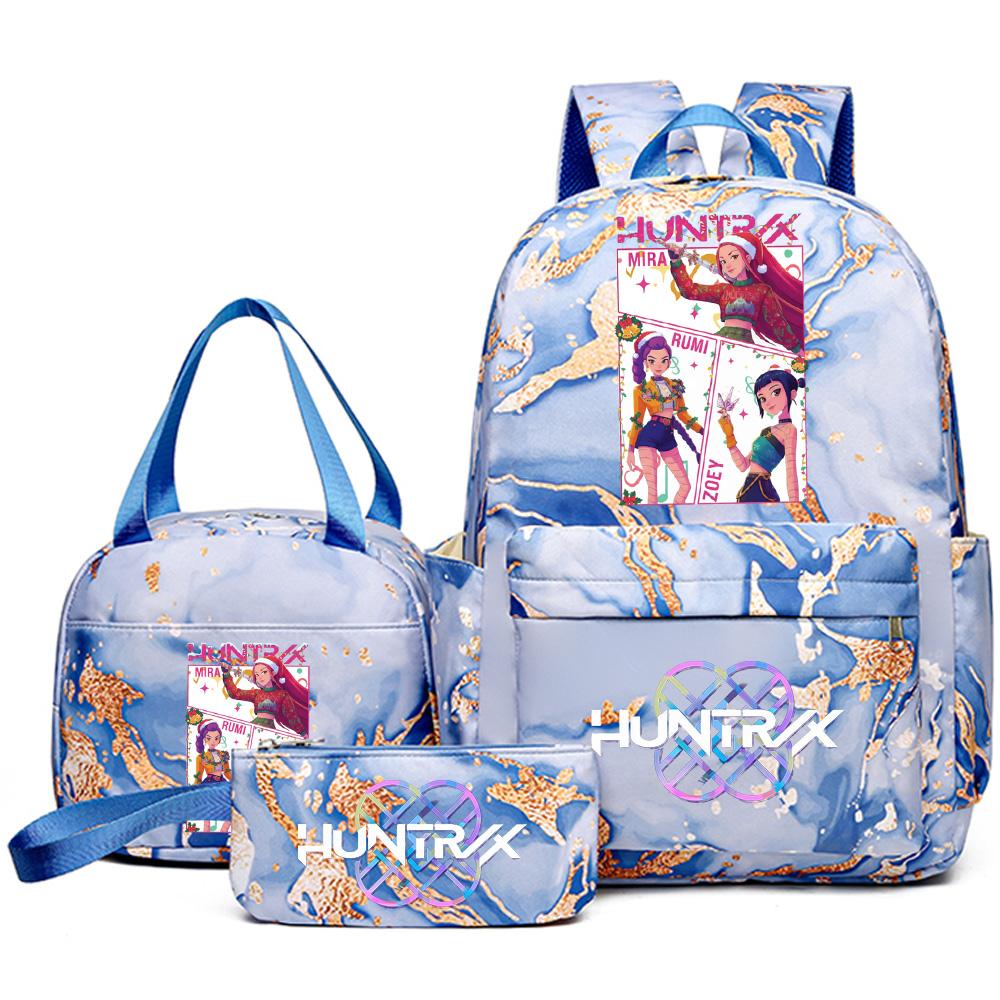 3Pcs/set Christmas K-pop Printed Backpack Handbag Pencil Case for Teenager Student Girl Boy Bookbag Schoolbag Women Large Capacity Travel Bag Kid Gift