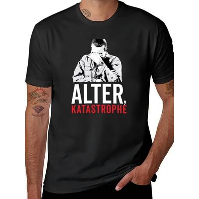 Alter Katastrophe Men's Heavyweight Graphic T-Shirt - Black Tee with Bold Red & White Lettering, Regular Fit Crew Neck Casual Everyday Shirt for