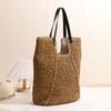 Large Hand-woven Summer Beach Handbag, Handmade Straw Tote Bag, Casual Top-handle Rattan Woven Semi-circle Clutch Bag for Women, Travel, Vacation