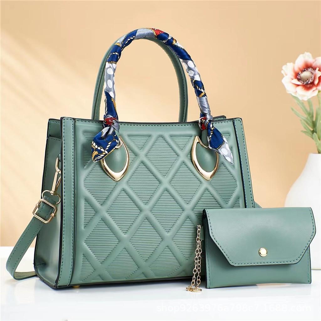 Luxurious Two Piece Set Stylish Handbag And Crossbody Bag For Women In Burgundy Khaki Green Black Pink And Yellow