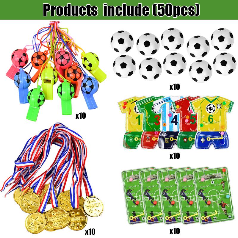 50 szt./zestaw Dzieci Piłka Nożna Party Prezent Gwizdki Piłeczki do ściskania Labirynt Gra Zabawki Chłopcy Urodziny Piłka Nożna Upominki na przyjęcie Dobroci Wypełniacze do piniaty