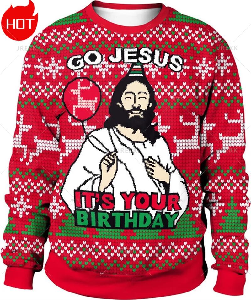 3D Printed Xmas Sweatshirts Mens Ugly Christmas Sweater Funny Fashion New In Sweaters Ugly Sweaters Christmas Jumper Men Clothes