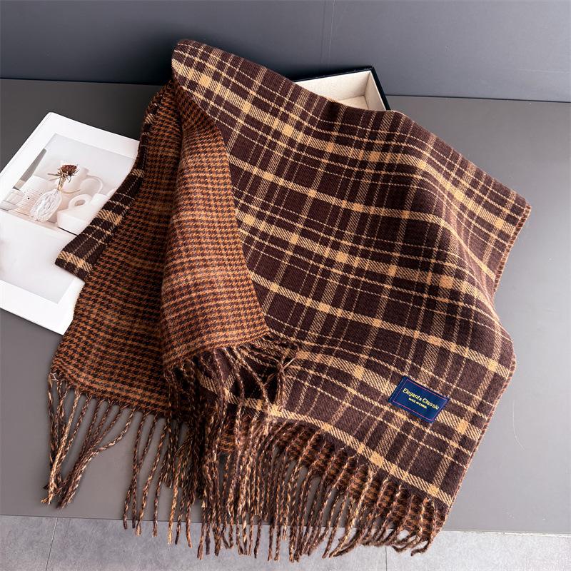 Autumn And Winter Fresh And Gentle Retro Warm Scarf Women'S Shawl Versatile Commuter Fringed Fine Sand Imitation Cashmere Scarf