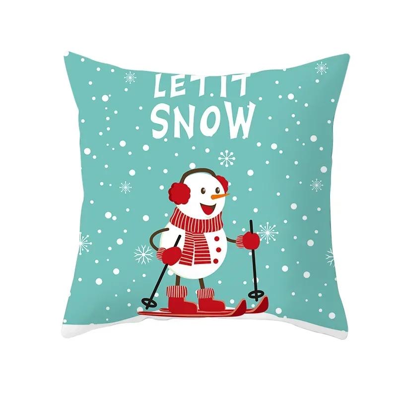 Polyester Fiber Green Series Christmas 2024 Pillow Cover Sofa Cushion Home Decorative Pillows Cover
