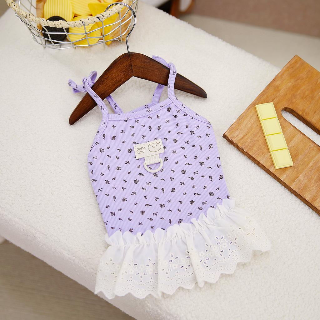 Summer New Small Fresh Floral Suspender Princess Dress Light and Breathable Small Pet Cat and Dog General Pet Clothes