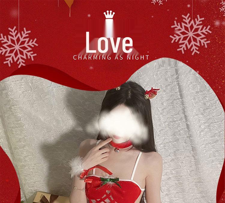 Red Hot Christmas Lingerie: Women's Erotic Hollow-Out Nightgown