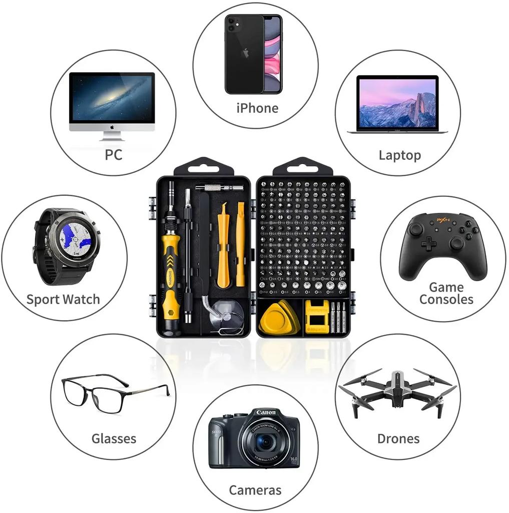 Computer Repair Kit 115 in 1 Magnetic Laptop Screwdriver Kit  Precision Screwdriver Set  Small Impact Screw Driver Set with Case
