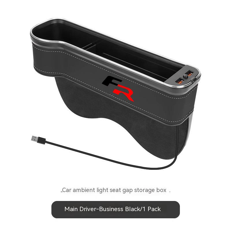 YJTX6 For Seat Alhambra Leon FR Ibiza Exeo Arona Arosa Ateca Mii Tarraco Car LED 7Colors Adjustable Seat Gap Crevice Slot Storage Box