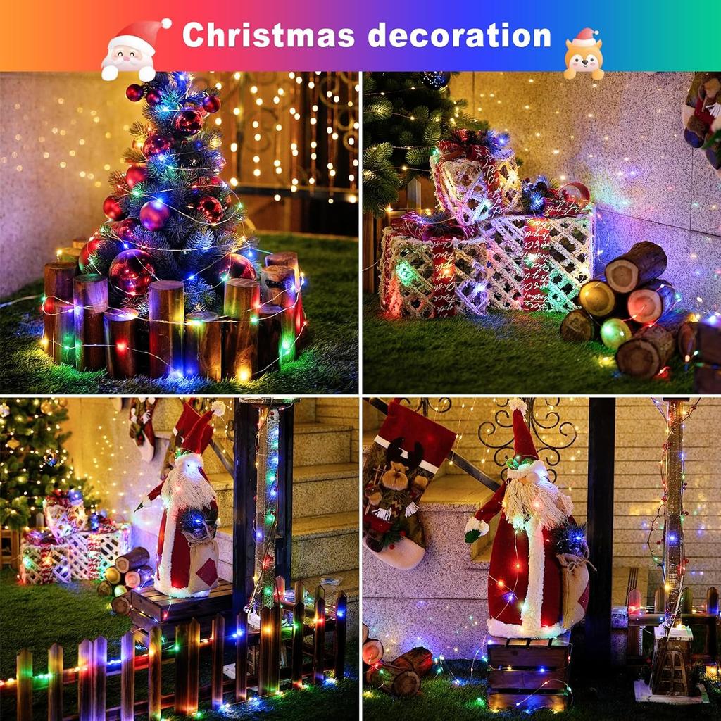 Solar String Lights Solar Fairy Lights 8 Modes Waterproof Solar Christmas Lights for Outdoor Patio Yard Trees Decor Multi-Color