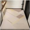 Newest Beige Striped Floor Mat Geometric Pattern Doormat Minimal Welcome Text Non Slip Hallway Floor Mat