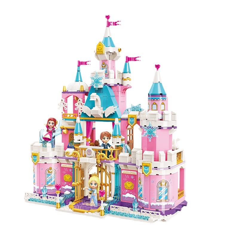 Princess Leah Series: Snowing Swan Castle & Violet Royal Carriage Building Blocks (2605-2616)