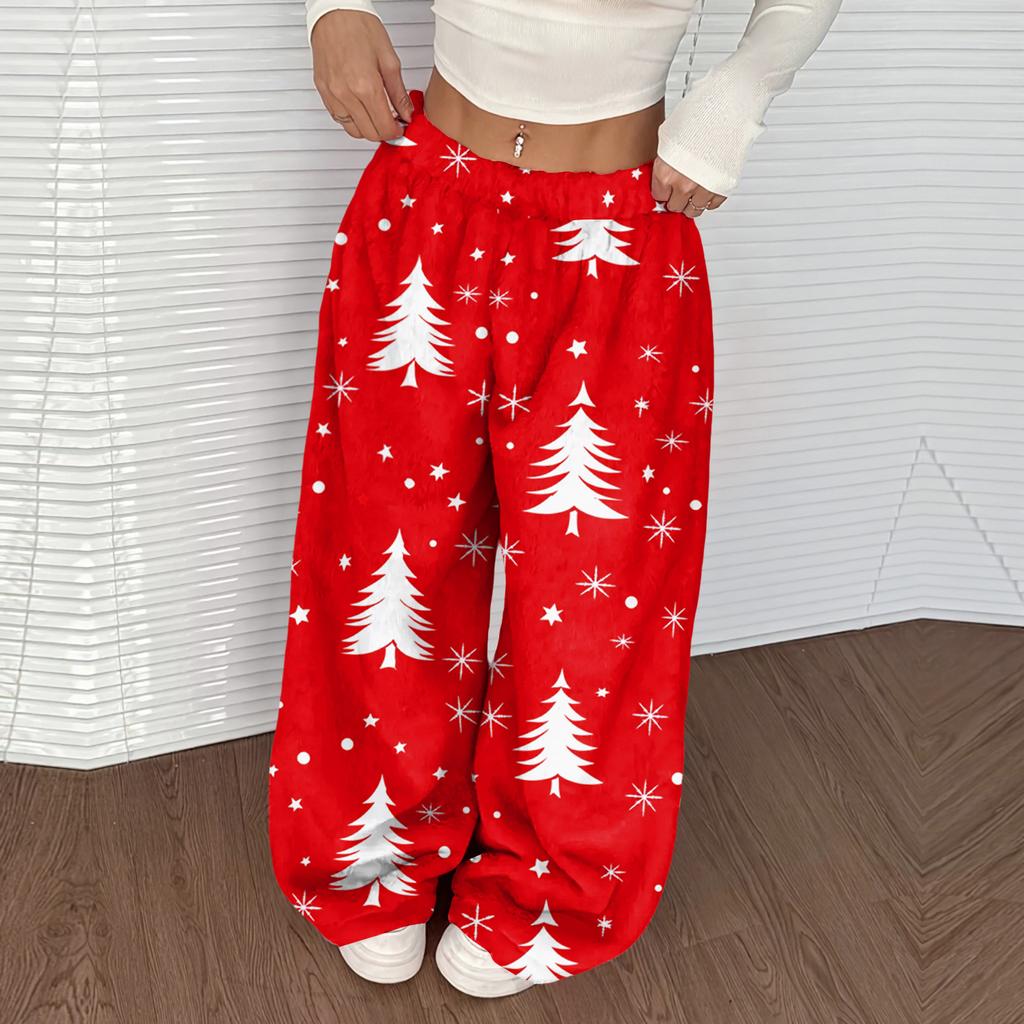 Women's Casual And Fashionable Elastic Waist Loose Wide Leg Pants