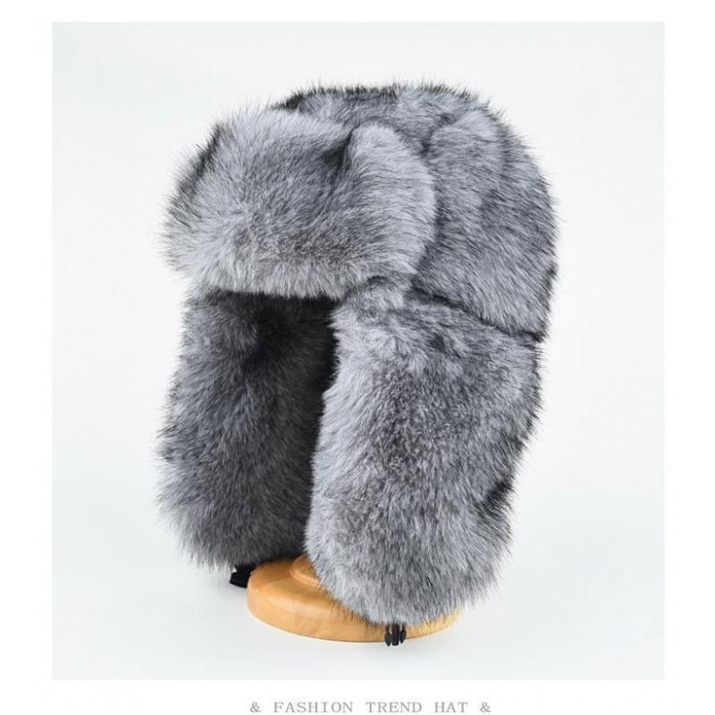 Faux Mink Fleece Winter Hat Men Women Warm Windproof Ear-Protecting Beanie With Long Plush Fur Large Head Size