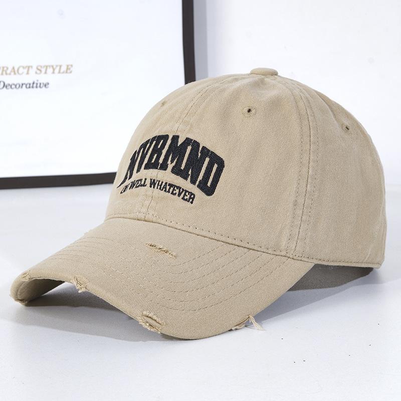 

Hat Women s New Style Letter Embroidery Hole Baseball Cap Korean Version Trendy Deep Top Sun Protection Duckbill Factory світлого кольору хакі
