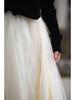 Jacquard Heavy Duty Mesh Midi Skirt: High Waist Large Swing Tulle Skirt