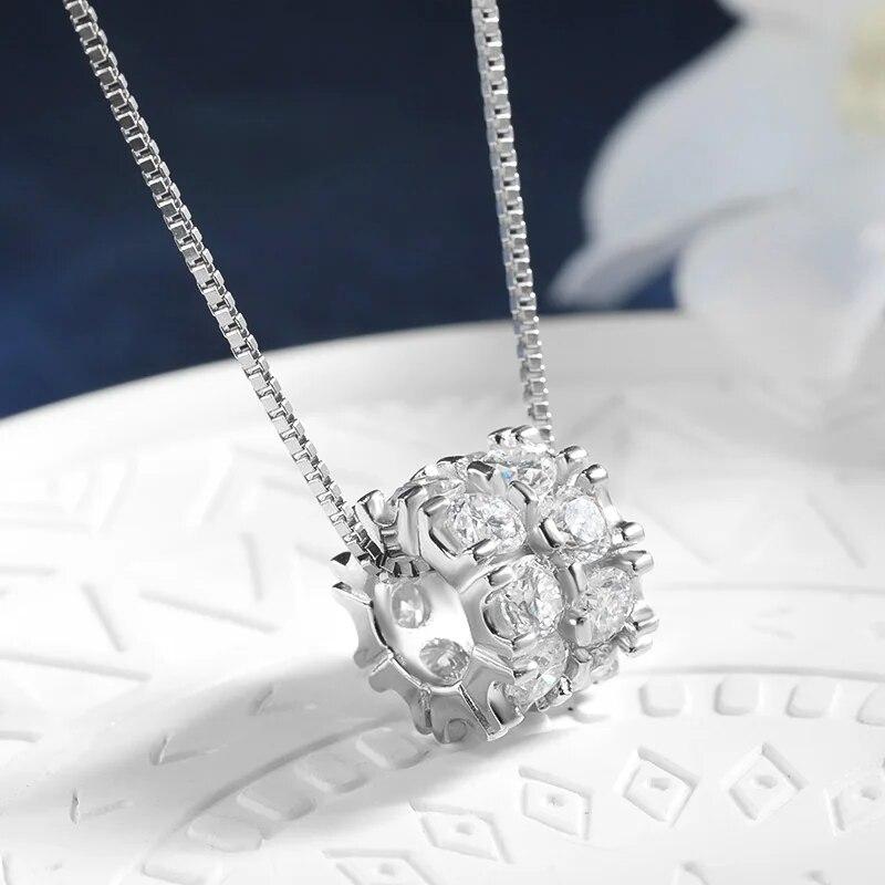 D Color 6cttw Moissanite Necklace Pendant for Women S925 Silver 3mm Full Diamond Ball-shaped Neck Chain Charm Jewelry